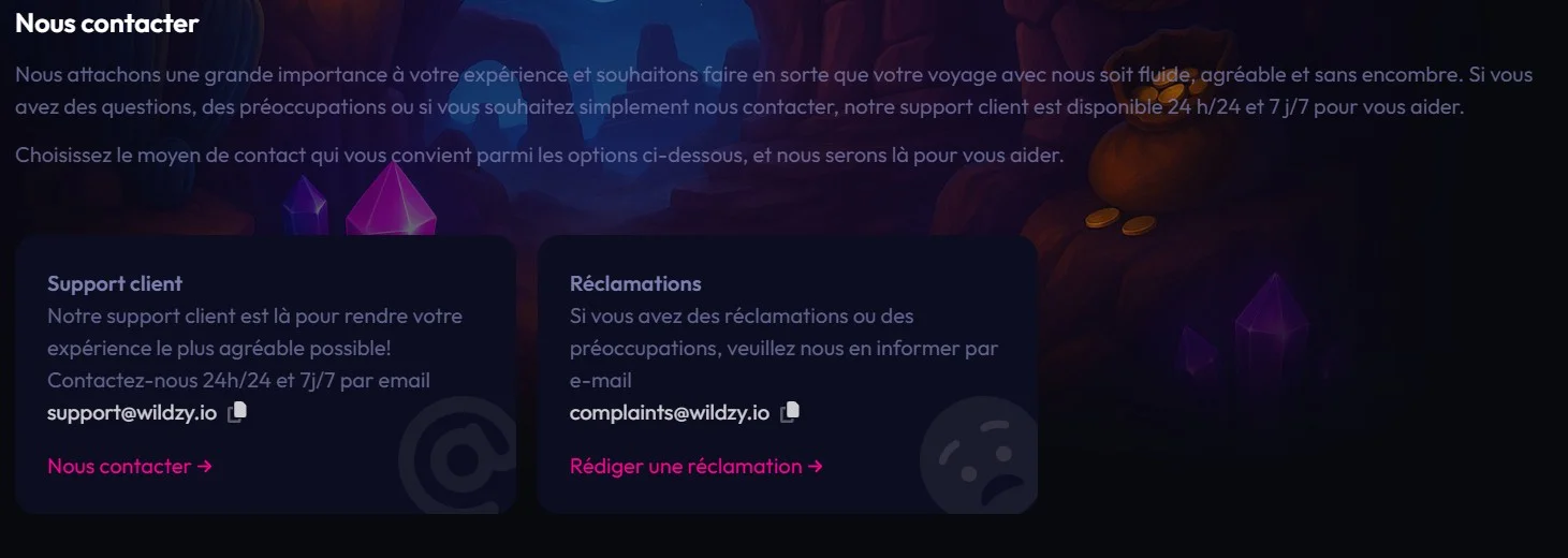 Wildzy Casino Notre service client